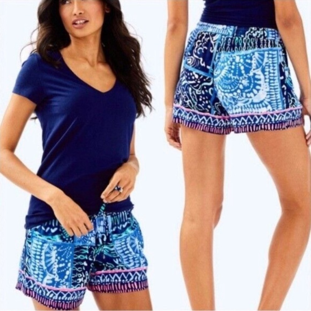 Lilly Pulitzer Katia Shorts Women's XS Blue Lei'd Back Casual Summer